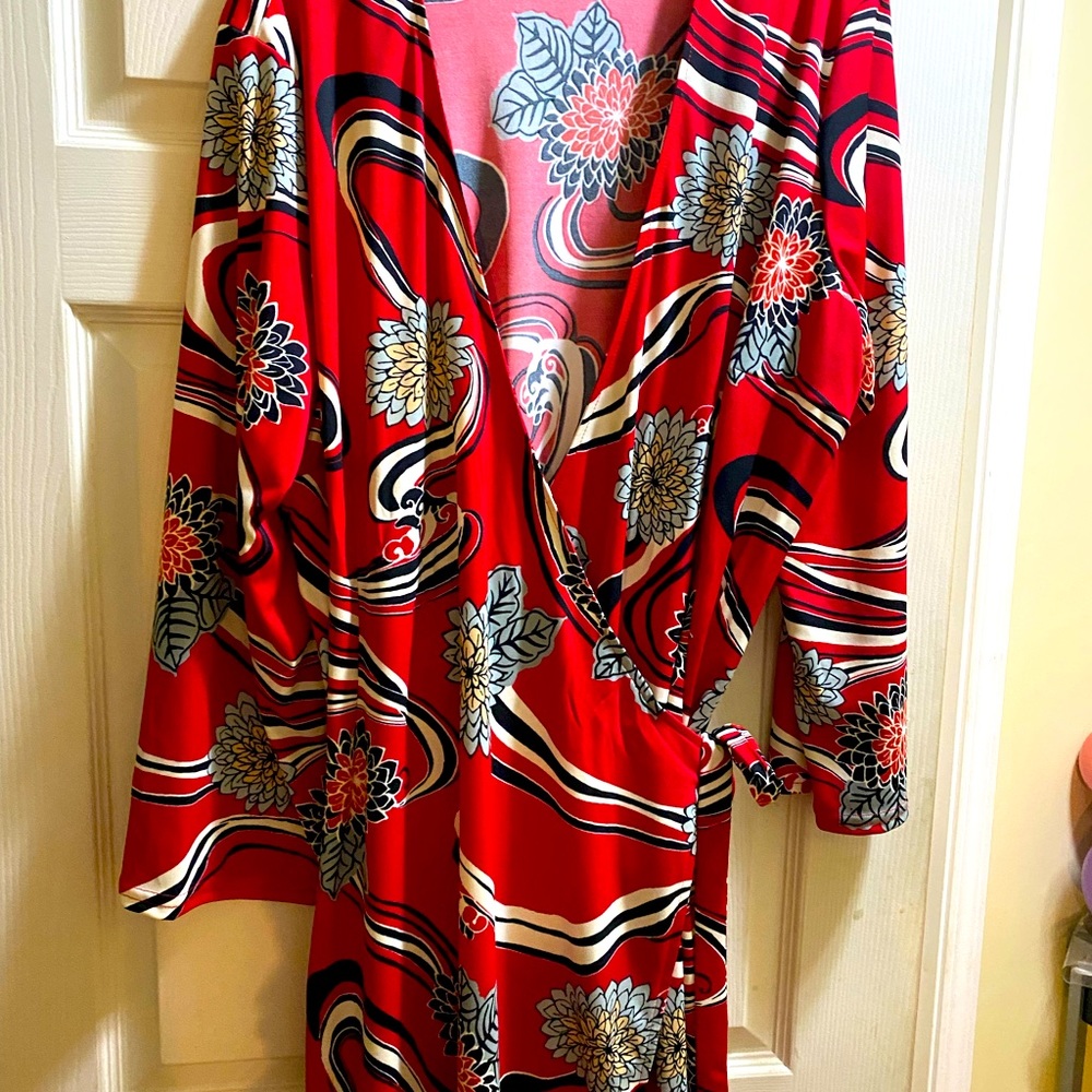 Red multi color plus size 2x dress